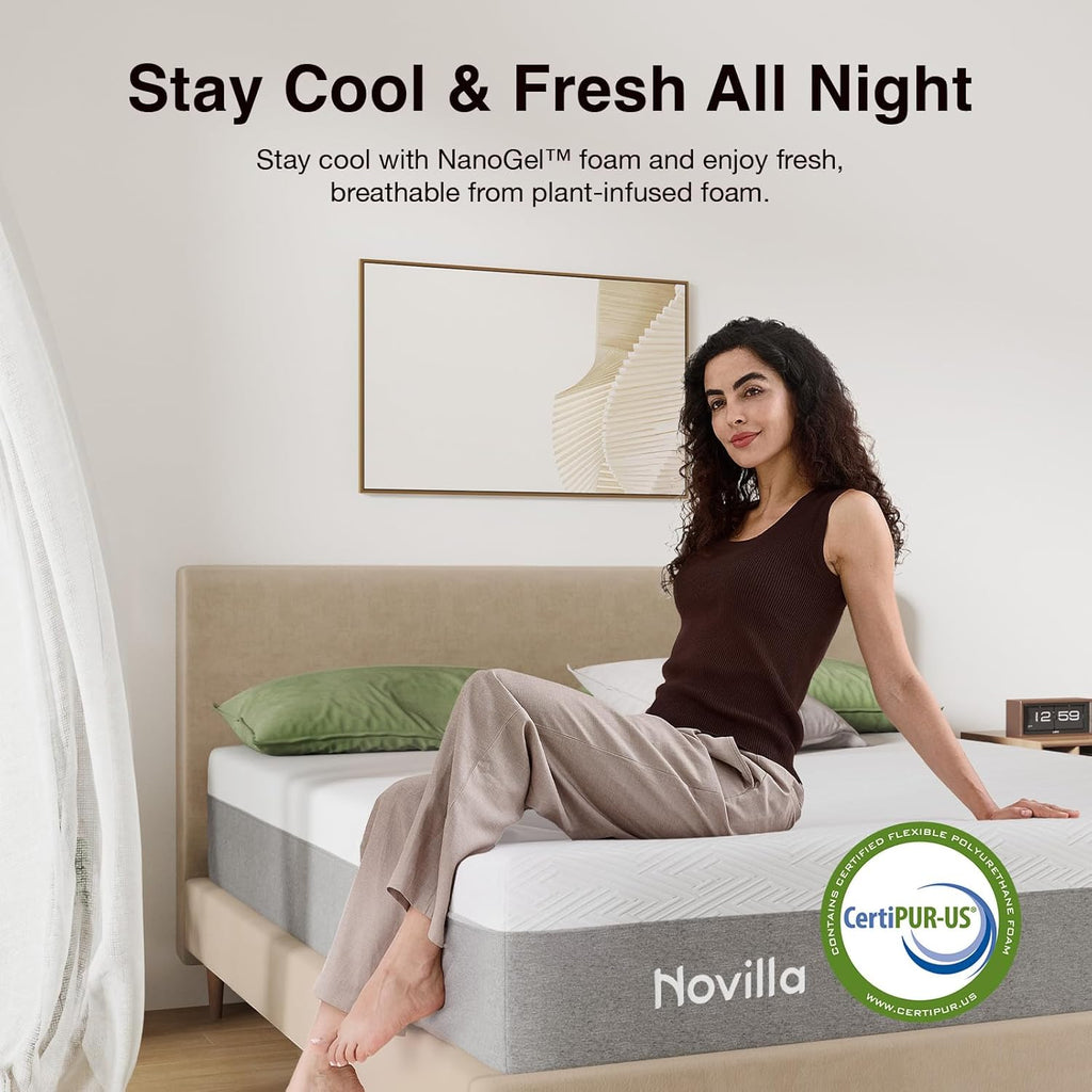 Novilla Twin Size Mattress - 12 Inch Gel Memory Foam for Cool Sleep & Pressure Relief | Medium Plush Feel