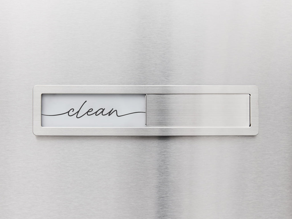 Stainless Steel Clean Dirty Magnet for Dishwasher, Black & White Script Dishwasher Magnet Clean Dirty Sign, Premium Clean/Dirty Dish Washer Magnets with Protective Backing, Rustic Kitchen Dish Sign