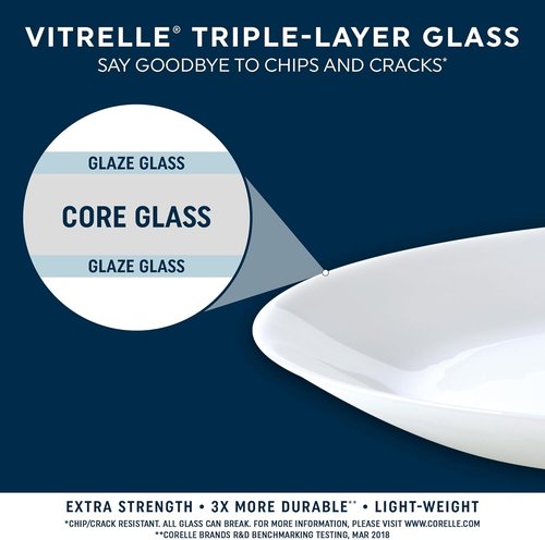 Corelle Vitrelle 18-Piece Dinnerware Set - Service for 6 | Triple-Layer Chip & Crack Resistant, Laila Design