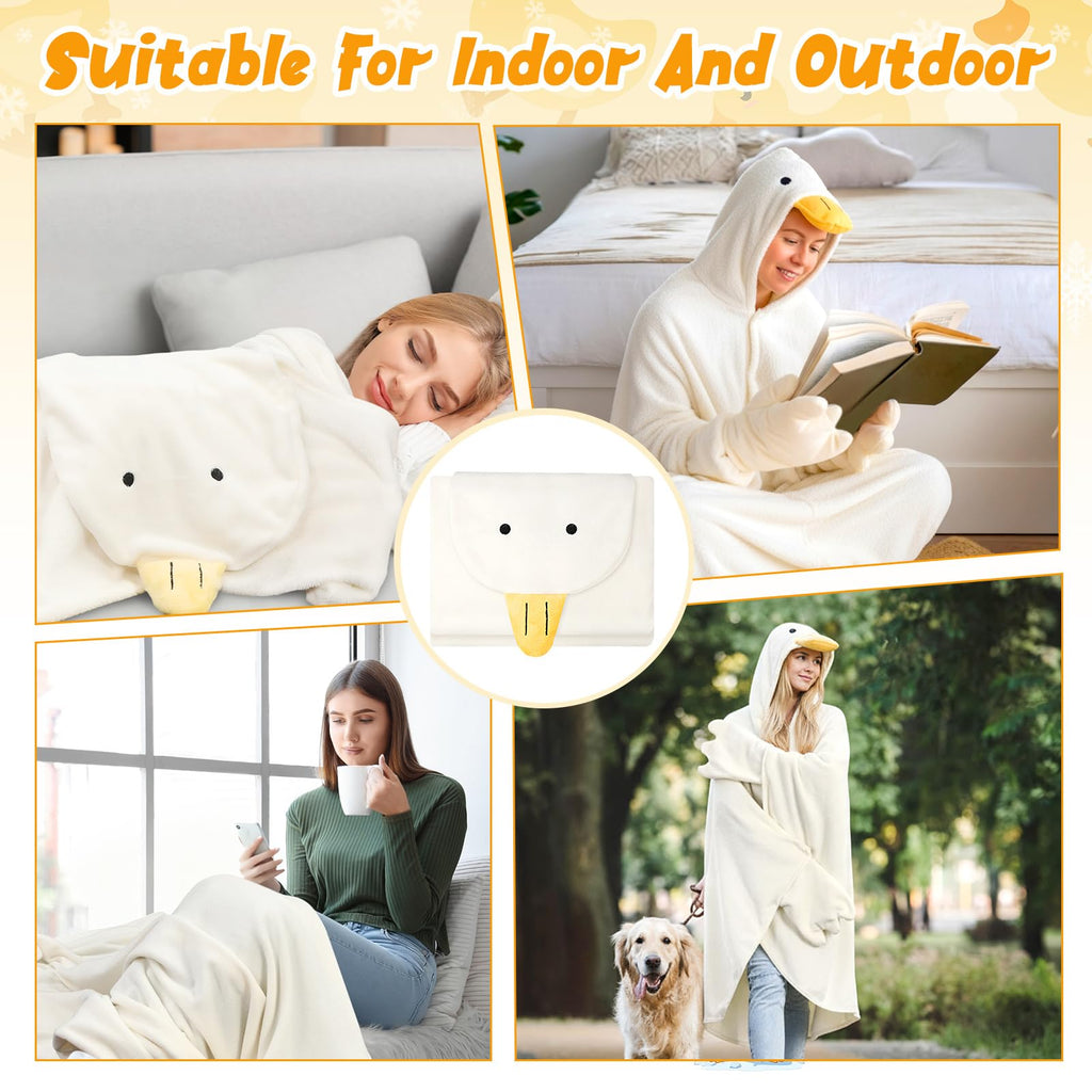 Peryiter Goose Wearable Blanket Hoodie: Goose Gift for Adults Oversize Cozy Flannel Wrap Throw for Women Men