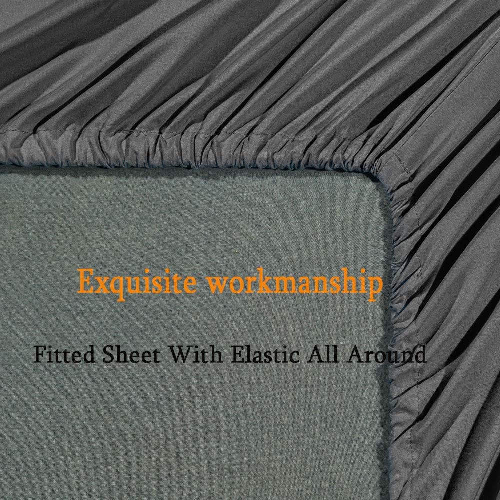 SONORO KATE Bed Sheet Set - Luxury Egyptian Microfiber, 1800 Thread Count, Deep Pocket - Dark Grey, Queen Size
