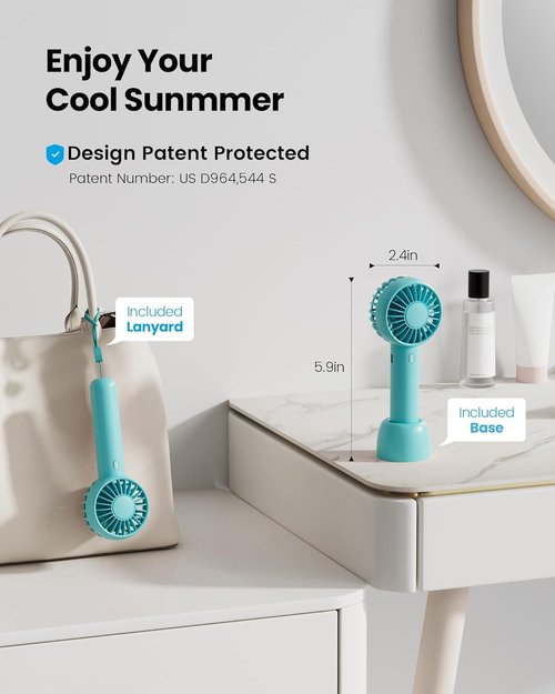 Gaiatop Mini Portable Fan - Powerful 3-Speed Handheld & Desktop Design | Lightweight USB Rechargeable Green