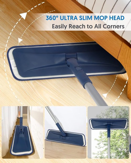 BPAWA Microfiber Mop - Versatile Wet/Dry Floor Cleaning for Hardwood, Tile & Laminate | 4 Washable Chenille Pads