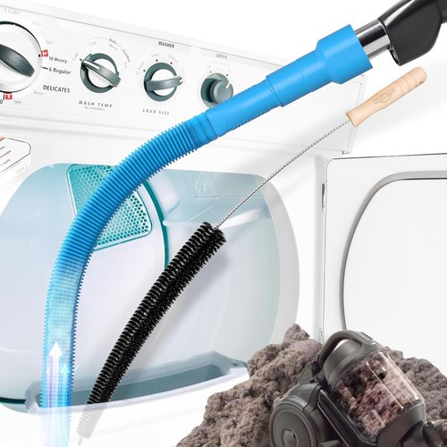 Holikme Dryer Vent Cleaner Kit - 2-Piece Lint Vacuum Attachment & Flexible Brush | Blue