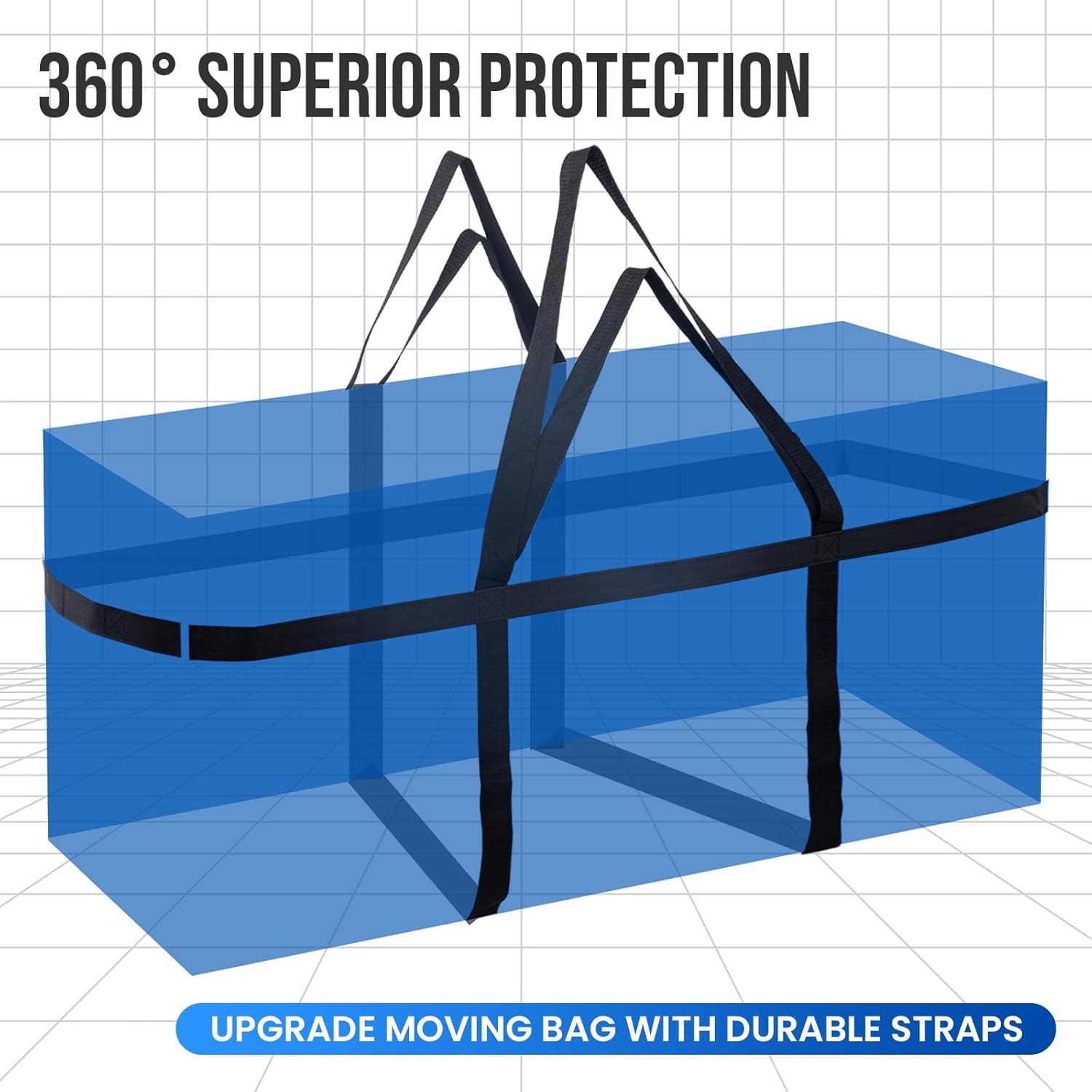 TAILI Extra Large 69 Gallon Storage Bags - Heavy Duty Blue Moving Totes with Visible Window & Wrap Around Handles (2 Pack)