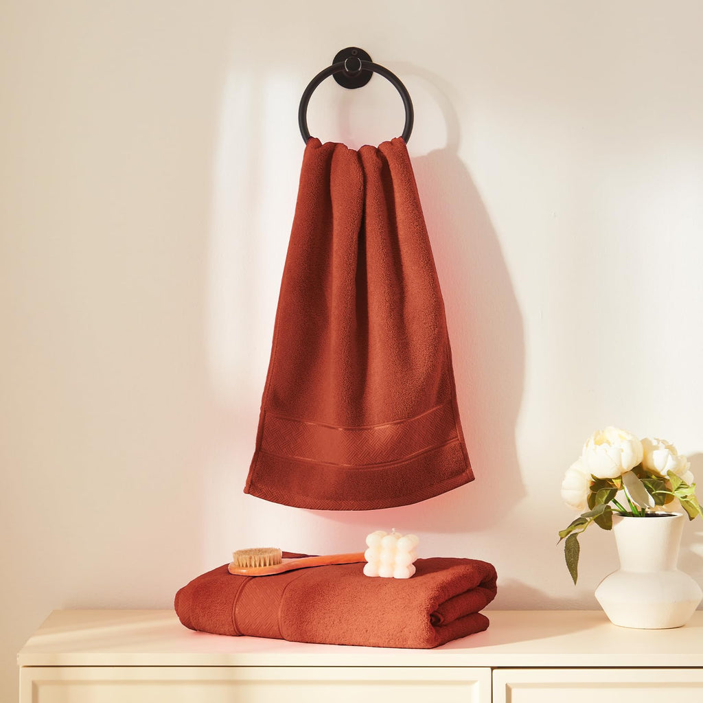 COZYART Burnt Orange Bath Towel Set 6 Piece, 100% Zero Twist Ring Spun Turkish Cotton 650GSM, Ultra Soft Absorbent Fast Dry Hotel Quality Bathroom Towels
