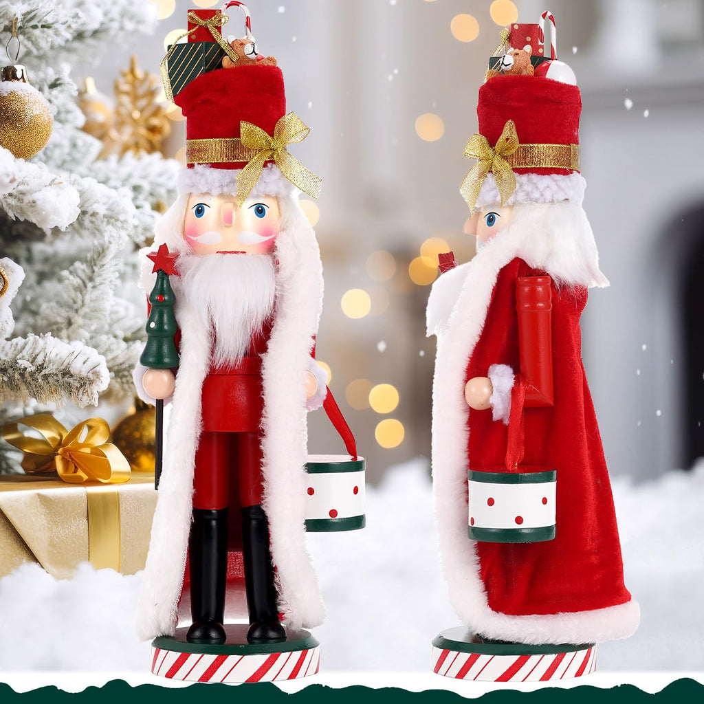 BXO Classic Nutcracker Soldier Decor - Christmas Table Centerpiece, Mantel Decor for Holiday, Traditional Christmas Figurine for Home Festival Decorations (Red & White)