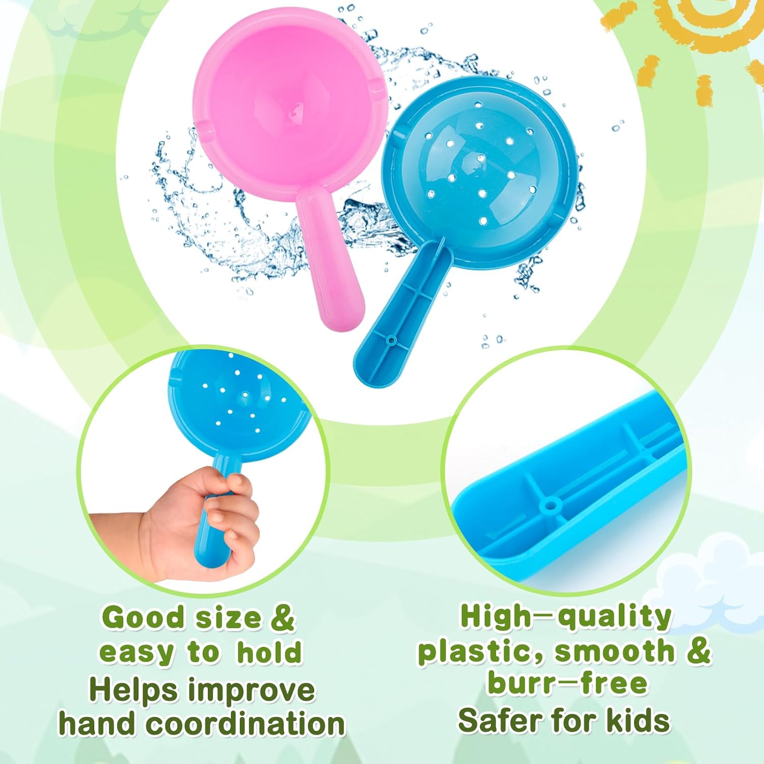 Skiennix Bath Toys for Toddlers 1-3 Years - Easy to Clean Mold-Free Water Toys | 3 Pack (Yellow)