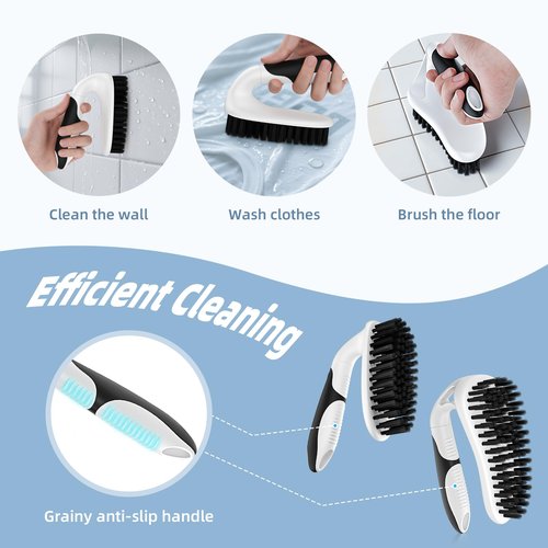 Cleangor Scrub Brush Set, Heavy Duty Scrub Brushes Crevice Cleaning Brush with Stiff Bristles, 3 Different Brushes Included for Household Use, Grout, Tile, Bathroom, Kitchen, Bathtub, Floor