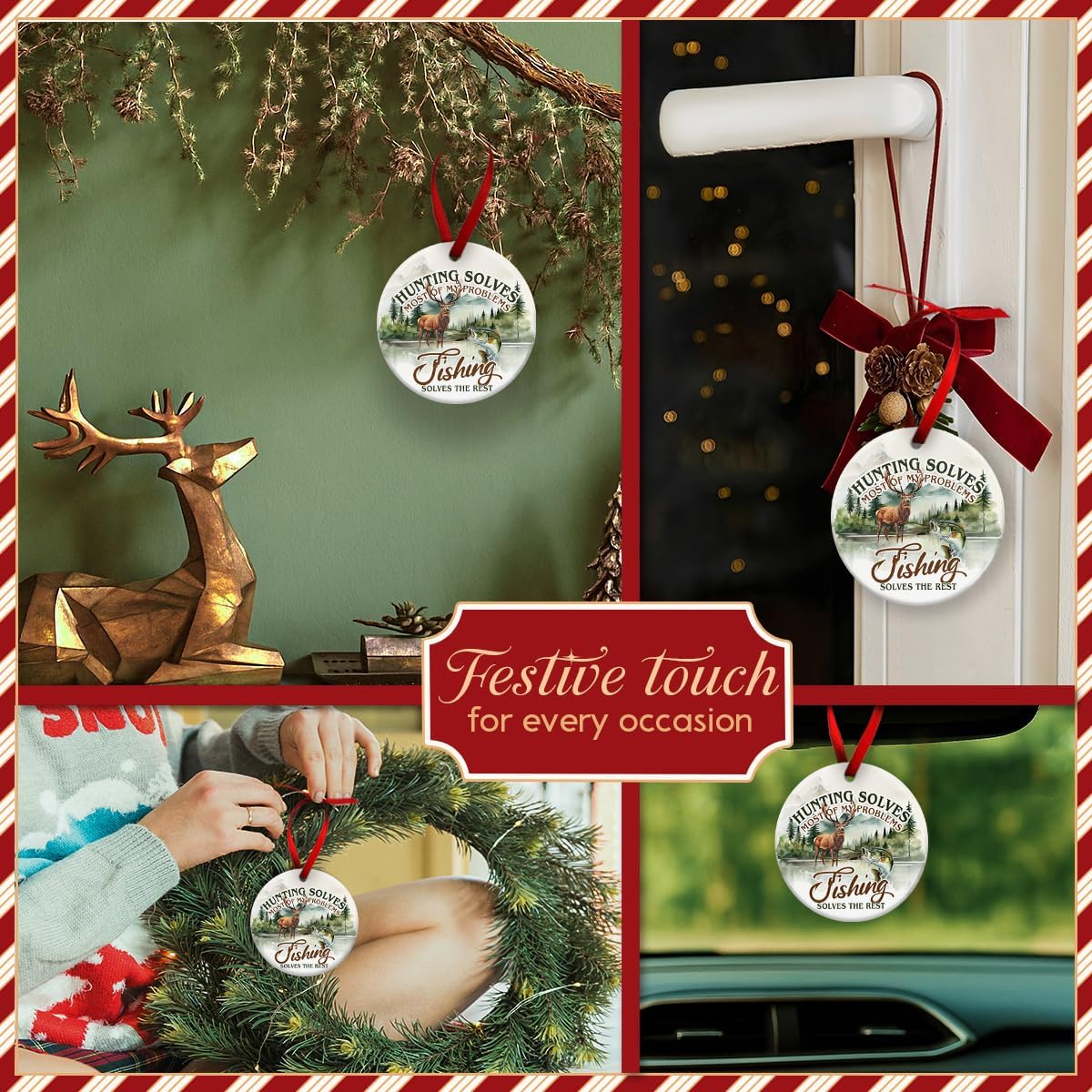 Outdoor Deer Hunting Decor | Hunting and Fishing Ornaments for Christmas Tree - Woodland Animal Design