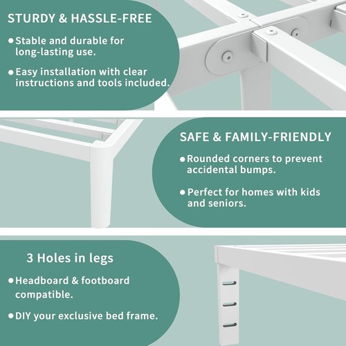 ITIMIDI Queen Bed Frame - 12 Inch Metal Platform Design, Heavy Duty, No Box Spring Needed, Easy Assembly