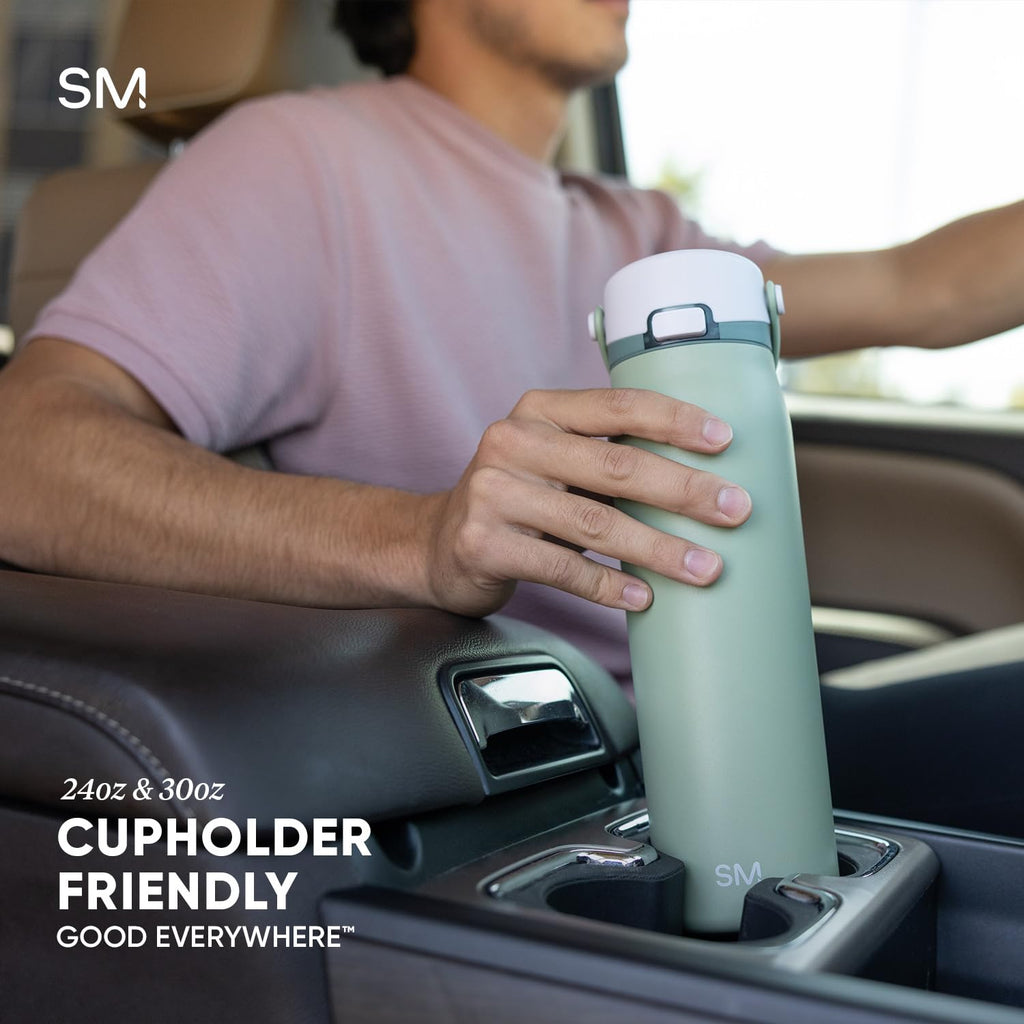 Simple Modern Mesa Sport Water Bottle with Covered Chug Lid | 24oz Cup Holder Friendly Insulated Stainless Steel Bottle for Gym, Sports and Travel | Costal Fog