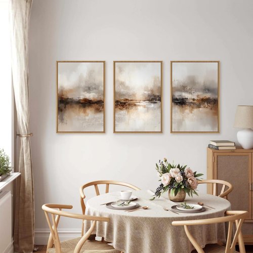 Large Abstract Brown Pastel Canvas Wall Art | Modern Brush Stroke Painting - 24"x36" for Living Room, Bedroom, Office