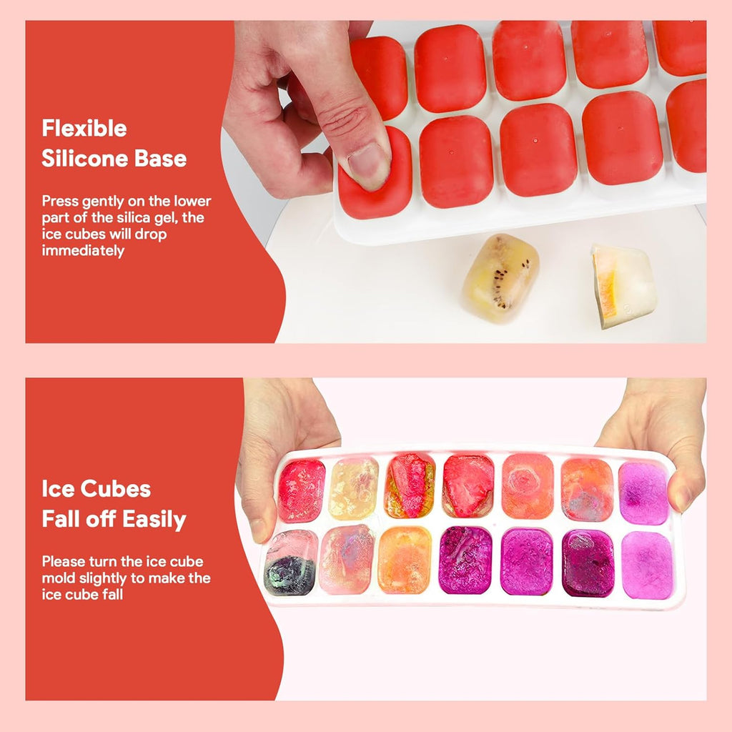 Airabc Silicone Ice Cube Trays - Easy-Release 14-Cube Design with Removable Lid | BPA Free & Stackable