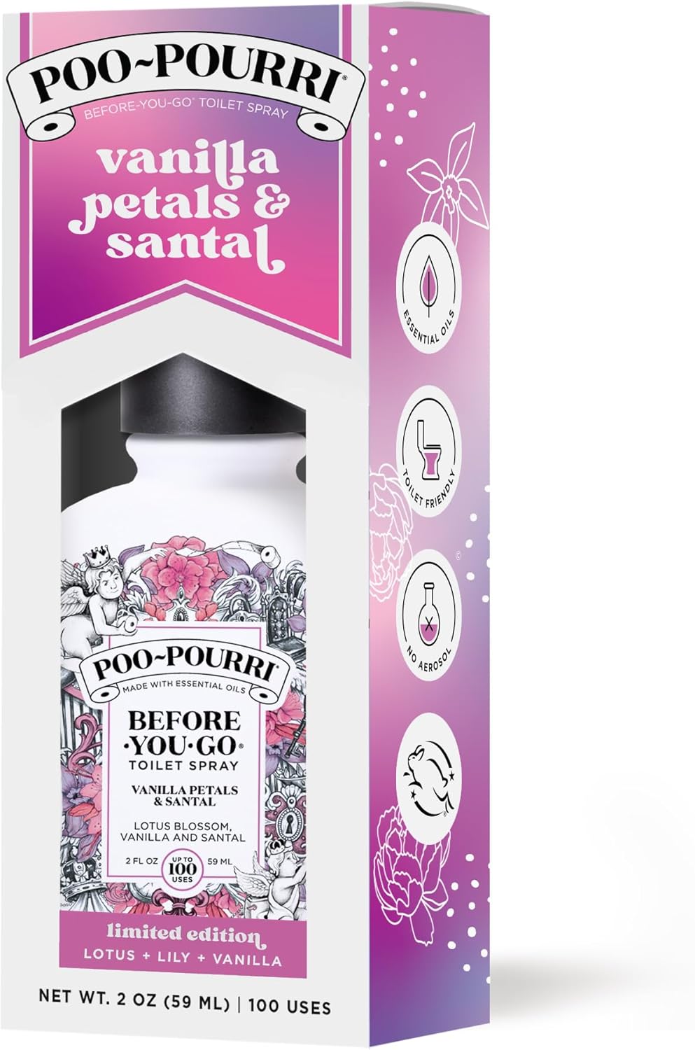Poo-Pourri Toilet Spray - Before-You-Go Vanilla Petals & Santal, 2 Fl Oz | Odor Eliminator
