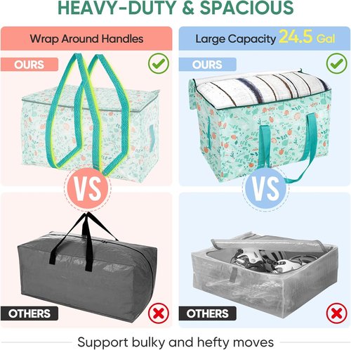 BALEINE 8-Pack Oversized Moving Bags - Heavy-Duty Storage Totes with Reinforced Handles | Spring Stroll