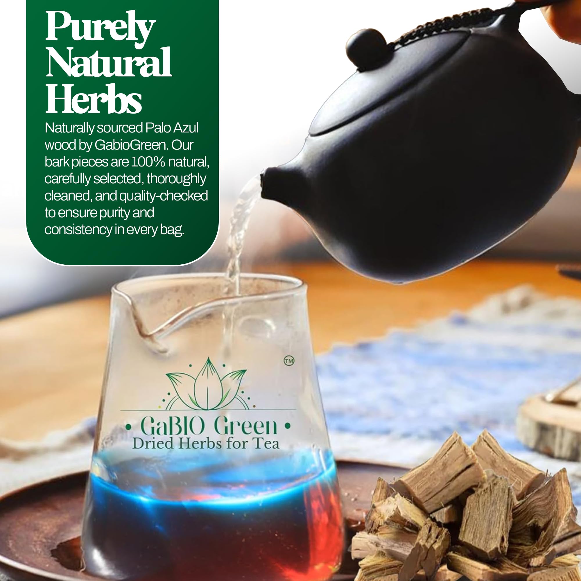Palo Azul Tea Kidneywood (Eysenhardtia polystachya) Carefully Packed in a Light-Block Resealable Pouch. Blue stick for Traditional Mexican Infusion (2.1oz/59.5gr). by Gabio Green.
