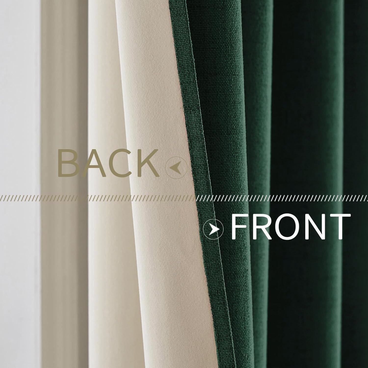 MIULEE Blackout Linen Curtains - Thermal Insulated Emerald Green Drapes | 52 x 90 Inch (2 Panels)