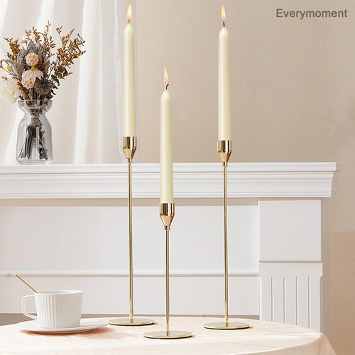 Everymoment Ivory Taper Candles - Dripless & Smokeless 10-Inch Candlesticks | 4-Pack Unscented Cream for Weddings & Home Decor