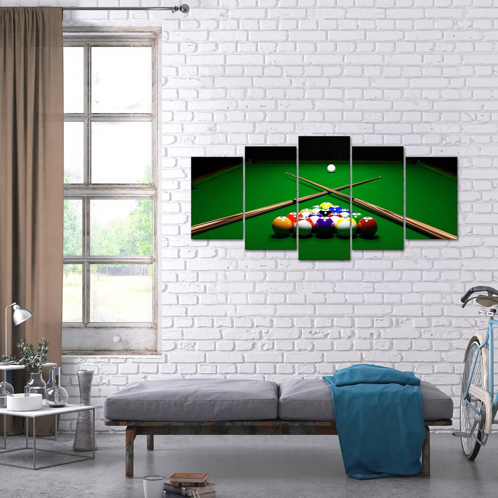 YeiLnm Billiards Ball Wall Art - 5-Piece Sports Poster Set for Pool Game Room Decor