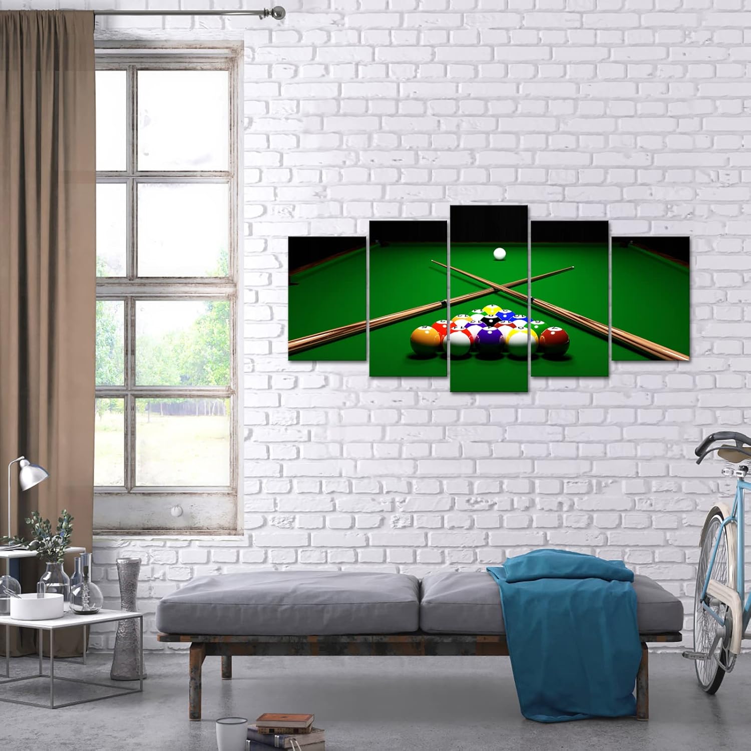 YeiLnm Billiards Ball Wall Art - 5-Piece Sports Poster Set for Pool Game Room Decor