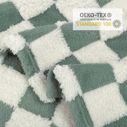 HOMRITAR Checkered Baby Blanket - Sage Green Soft & Fluffy 3D Chessboard Design | Reversible 30 x 40 Inch for Infants