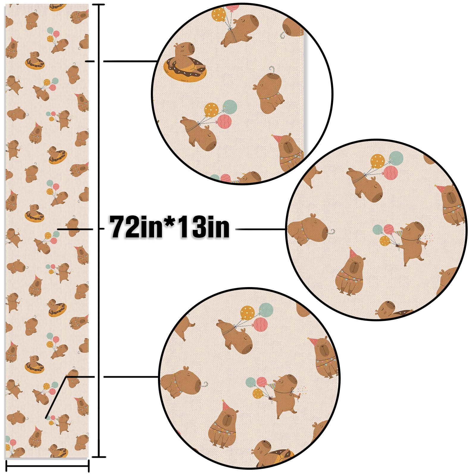 Buxiuer Capybara Birthday Party Decorations Capibara Table Runner Kids Cute Animals Dining Room Home Kitchen Table Decor