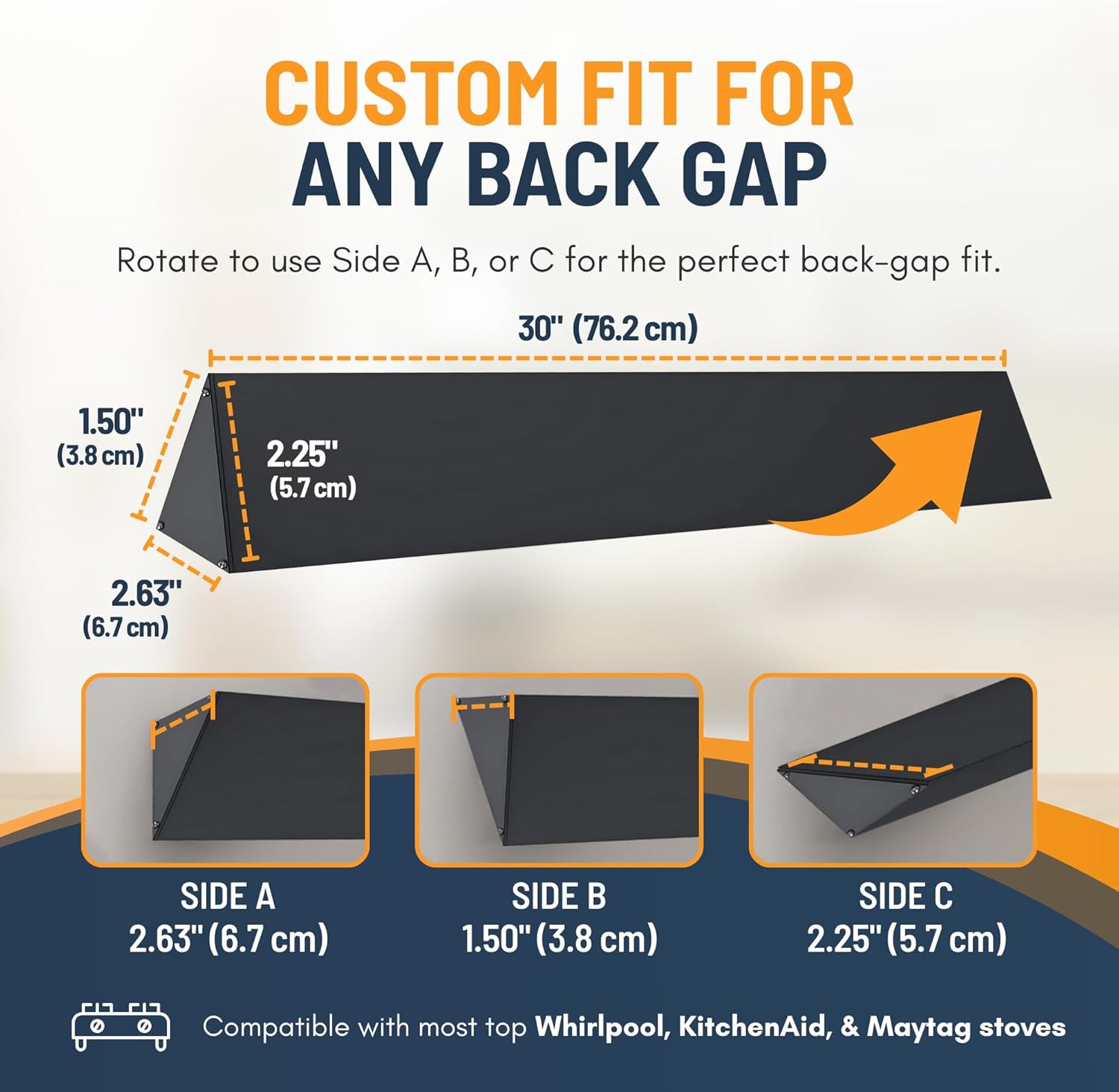 Skiennix 30” Slide-In Range Gap Filler Kit - Universal Aluminum Stove Trim Cover in Black