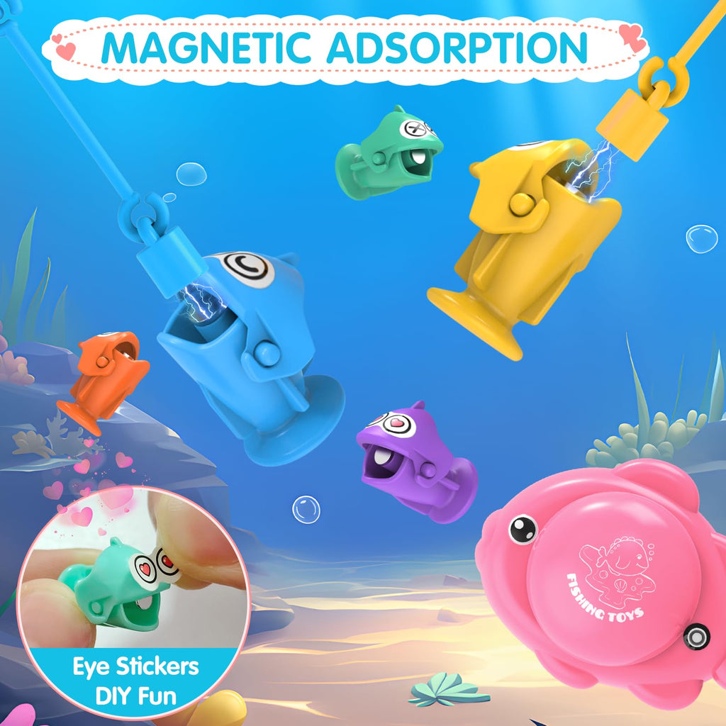 Valentines Day Gifts for Kids, 28Pcs Magnetic Fishing Game with Gift Cards Box, Wind-Up Fishing Toys with 360° Rotation for Girls Boys Ages 3-8 Valentines Party Favors Classroom School Exchange Prize