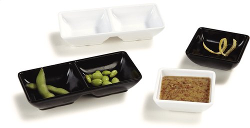 Carlisle FoodService Products 086203 Melamine Double Square Ramekin, 4 oz Capacity, 5-3/4" Length x 2-3/4" Width x 1" Height, Black (Case of 24)