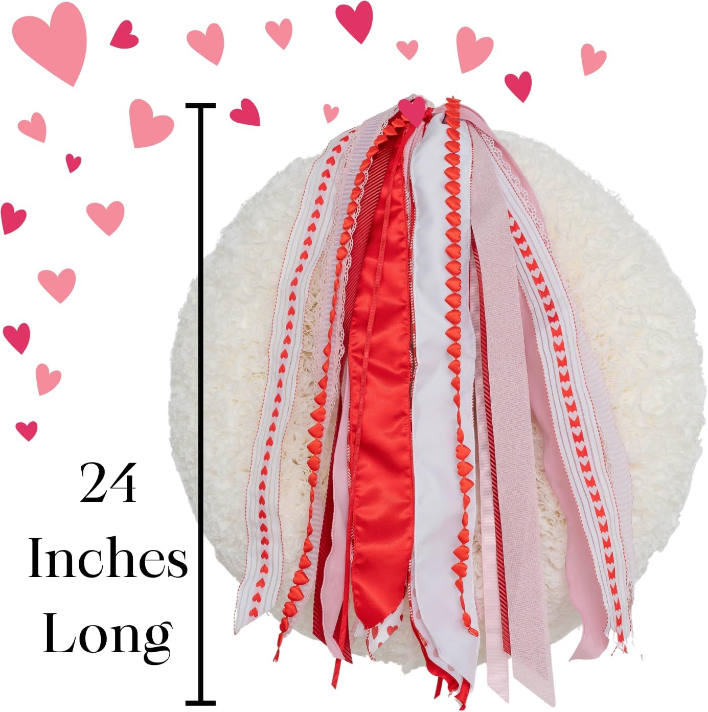 Premium Wreath Ribbon Set by [Brand Name] - Decorative Bow & Assorted Clip-On Ribbons for Indoor/Outdoor Use - Perfect for Valentine's Day