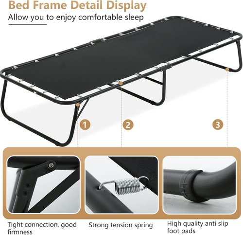 Guest Folding Bed - Heavy-Duty Rollaway Bed with 3.9" Foam Mattress | Portable 77" x 31" x 12" for Spare Bedroom or Office