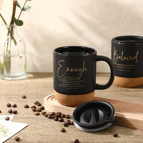 Funnymoom 12 Pcs Christian Mug Bulk Pastor Appreciation Day Gift 13.5 oz Inspirational Bible Verses Cup Ceramic Religious Coffee Mug with Cork Bottom Thank You Gift for Men Employee Teacher (Trendy)