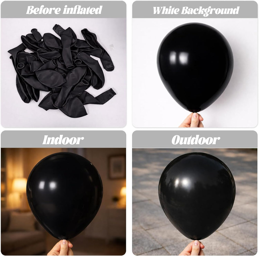Voircoloria Black Balloons - 66-Pack 12-Inch Latex Balloons for Weddings, Birthdays & Celebrations