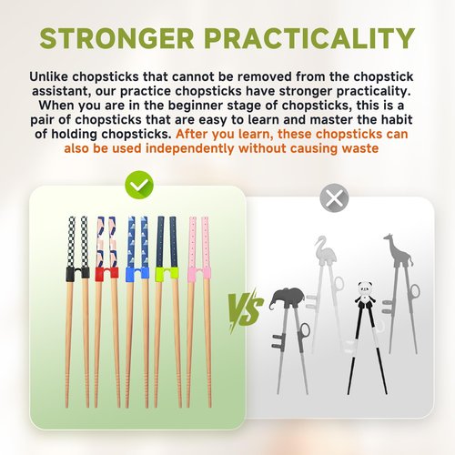 EAEDMY 5 Pairs Reusable Adult Kid Training Chopsticks Trainers for Beginners, Japanese Wooden Beginners Learning Training Chopsticks Helpers Set, Dishwasher Safe, L8.86Inch (1.Mount Fuji)