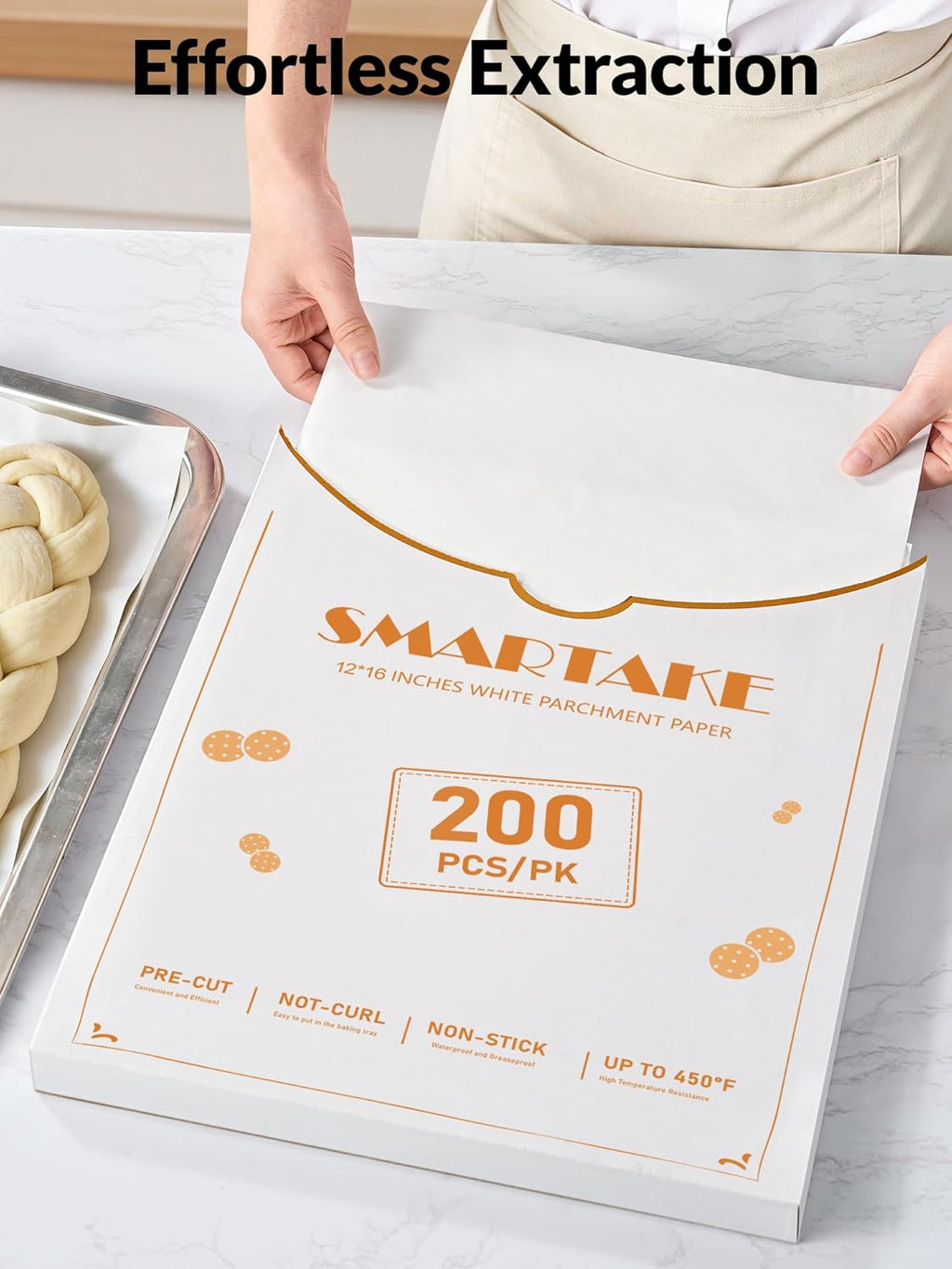 SMARTAKE Parchment Paper Baking Sheets - 200 Pcs Non-Stick Precut 12x16 Inch for Baking, Grilling & Air Frying