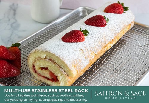 Commercial Quality Cookie Sheet - Aluminum Half Sheet Baking Pan with Stainless Steel Cooling Rack | 13x18, Rust & Warp Resistant