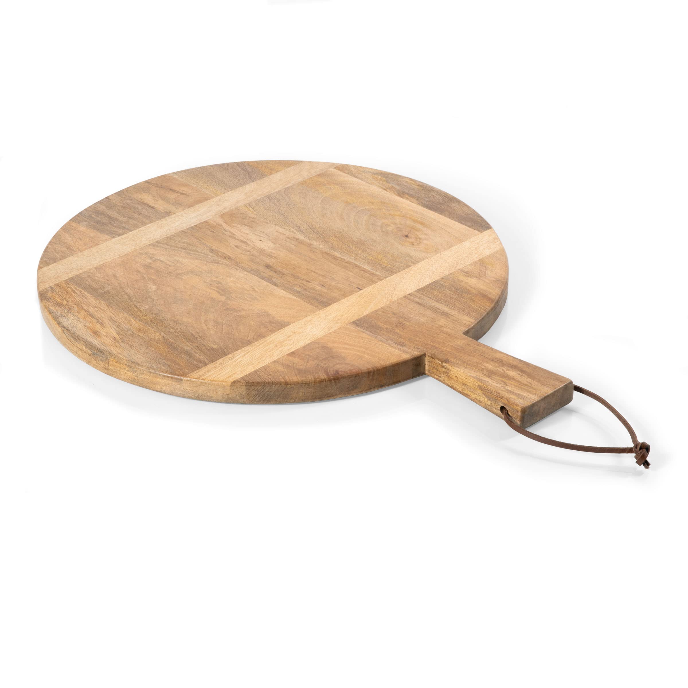 TOSCANA - a Picnic Time brand - Ravi Round Charcuterie Board, Wood Serving Platter, Cheese Board, (Mango Wood)