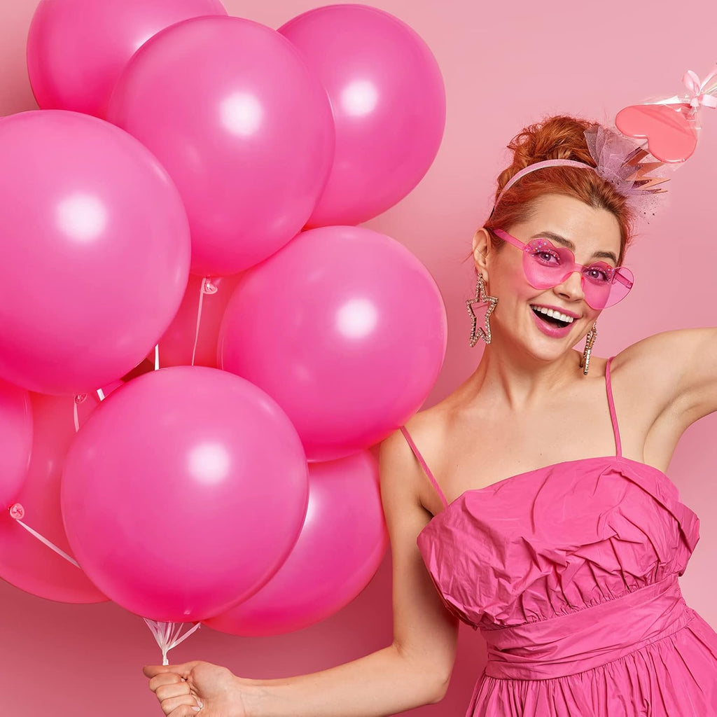 RUBFAC Hot Pink Balloon Arch Kit - 129pcs Latex Balloons in Various Sizes for Birthday & Wedding Decor