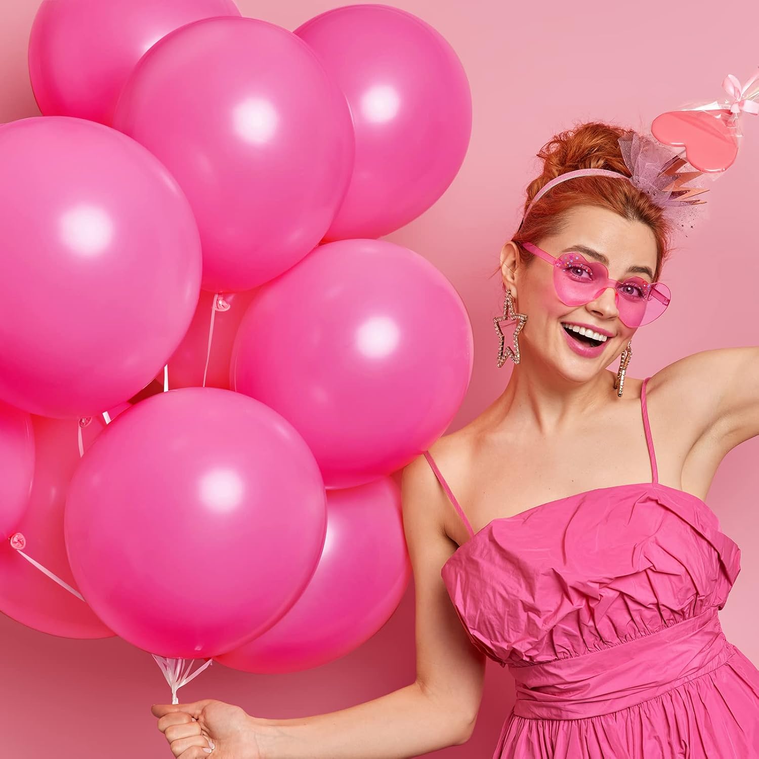 RUBFAC Hot Pink Balloon Arch Kit - 129pcs Latex Balloons in Various Sizes for Birthday & Wedding Decor