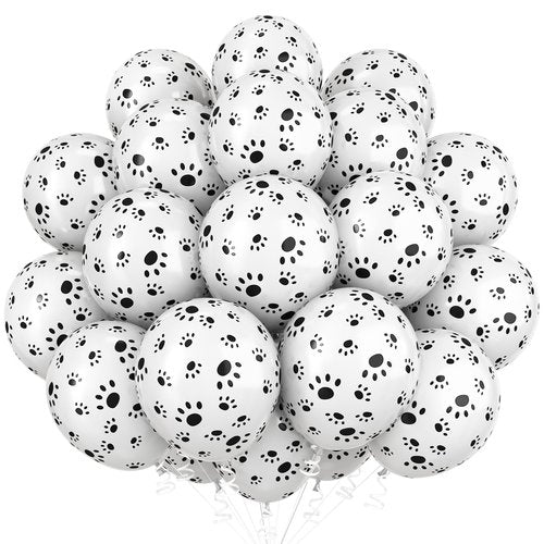 Dog Paw Print Balloons, Cute Puppy Pet Theme Birthday Latex Balloons for Boys Girls, Black White Dog Party Decorations Supplies for Kids Children Dogs Lover Farm Animal Theme Baby Shower Party Decor