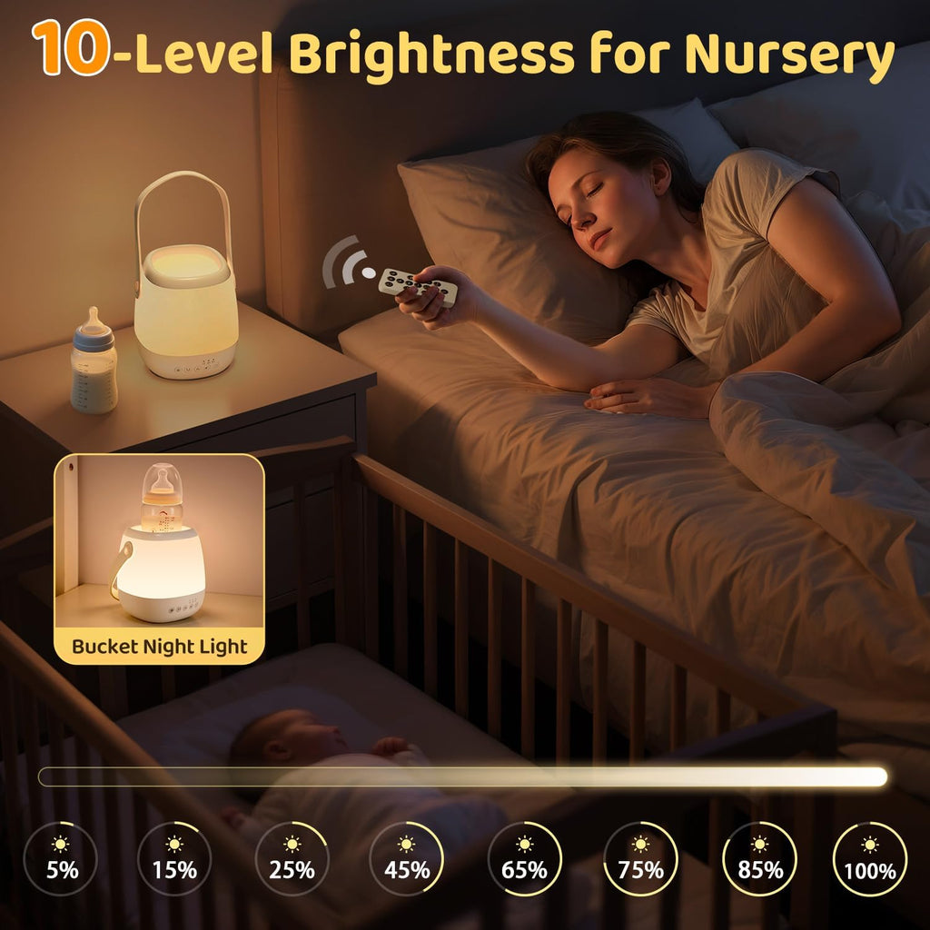 Skiennix Baby Night Light Sound Machine - 35 Colors & 12 White Noise Options | Portable USB Rechargeable Lamp