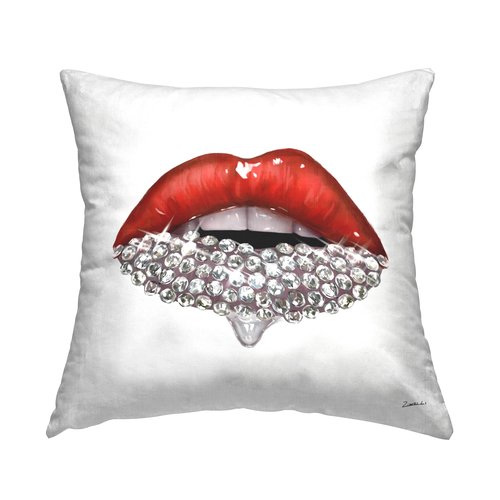 Stupell Industries Red Glam Lips with Glistening Cosmetic Stones Design by Ziwei Li