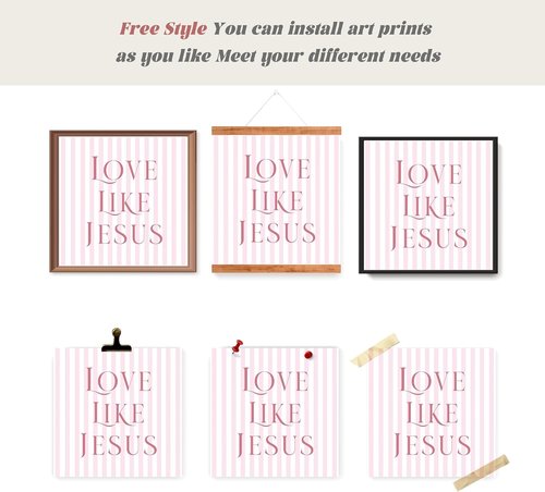 LARTSFRO Coquette Pink Bow Wall Art Decor - Inspirational Christian Posters for Teen Girls | Set of 4, 10x10 Inch Unframed