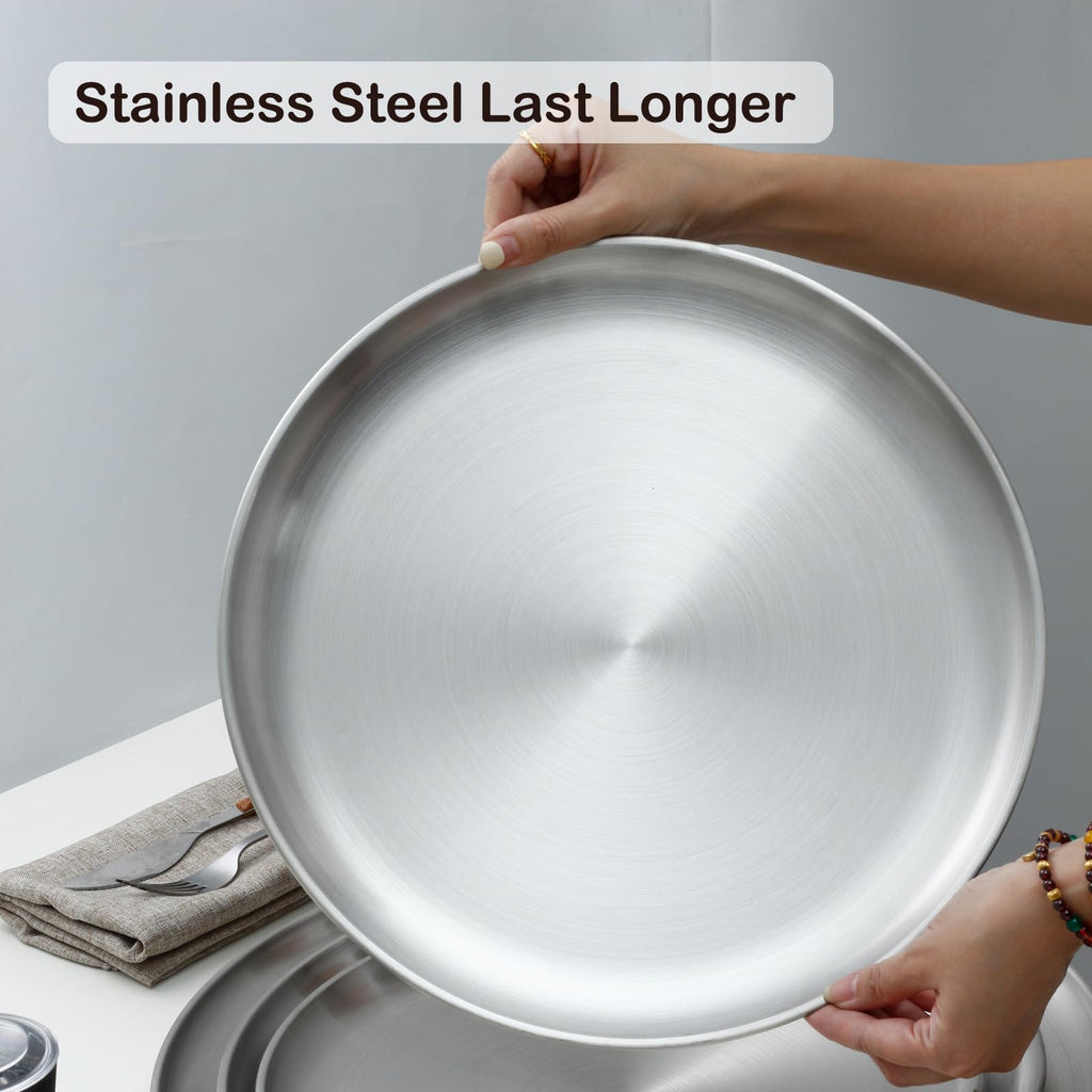 YeKuKing 12 Inch Pizza Pan for Oven Stainless Steel Baking Sheet Round Plates for Cake Pie and Salad Pizza Steel Tray Oven Dishwasher Safe & Easy Clean(1 Pack)