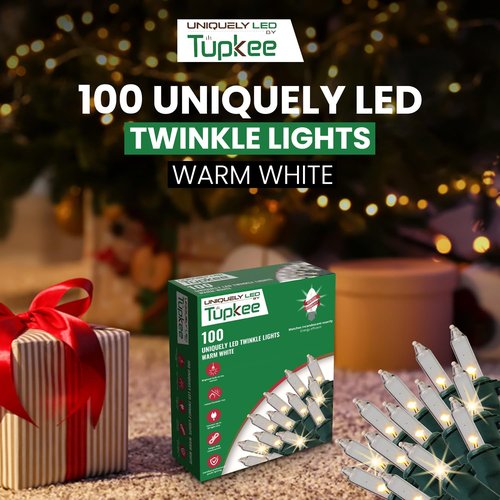 Christmas Uniquely LED Twinkle Lights - Matches Incandescent Exactly - 20 of 100 Lights Twinkling - 100 Blue / Teal / Cool White Bulbs - 24.75 Ft, Christmas Tree Sparkling Light String Indoor Outdoor