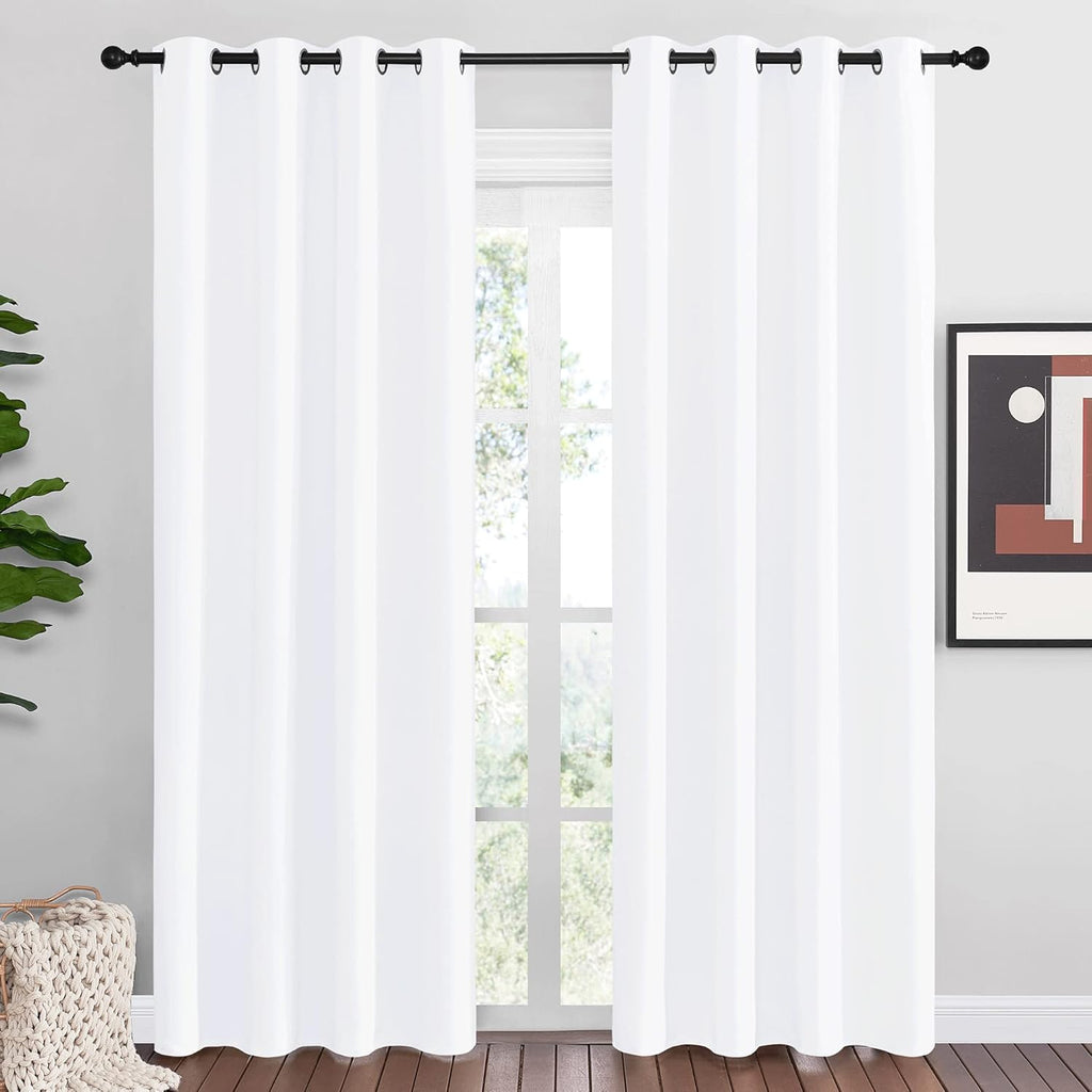 NICETOWN Window Curtains - 50% Light Blocking Grommet Drapes, Pure White, 55 x 86 Inches, 1 Pair
