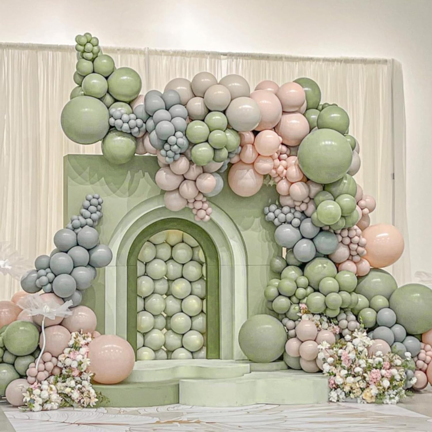 Sage Green Balloons - 12 Inch Dusty Green Party Balloons | 50pcs for Weddings & Celebrations