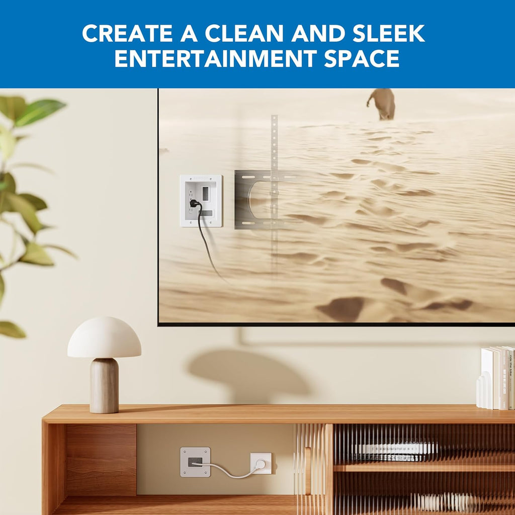 Mount-It! In-Wall TV Cable Concealer Kit - Triple Outlet, 9ft Cord & Hand Saw for Easy Cable Management