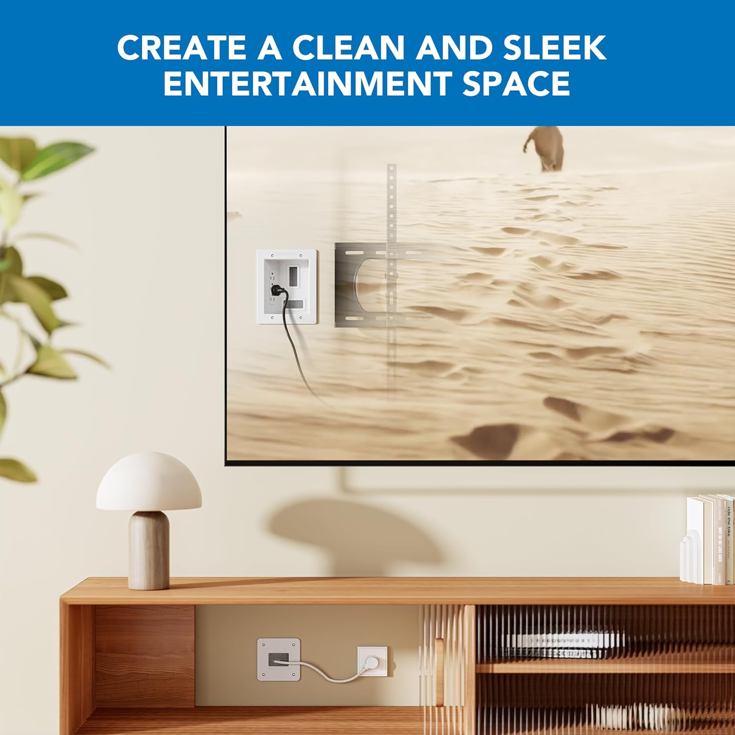 Mount-It! In-Wall TV Cable Concealer Kit - Triple Outlet, 9ft Cord & Hand Saw for Easy Cable Management